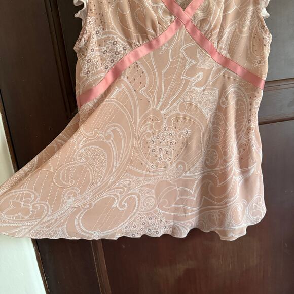 AS KNOW AS DE BASE | Petal pink paisley Y2K Flutter sleeve Top | Small Japanese - Picture 4 of 8